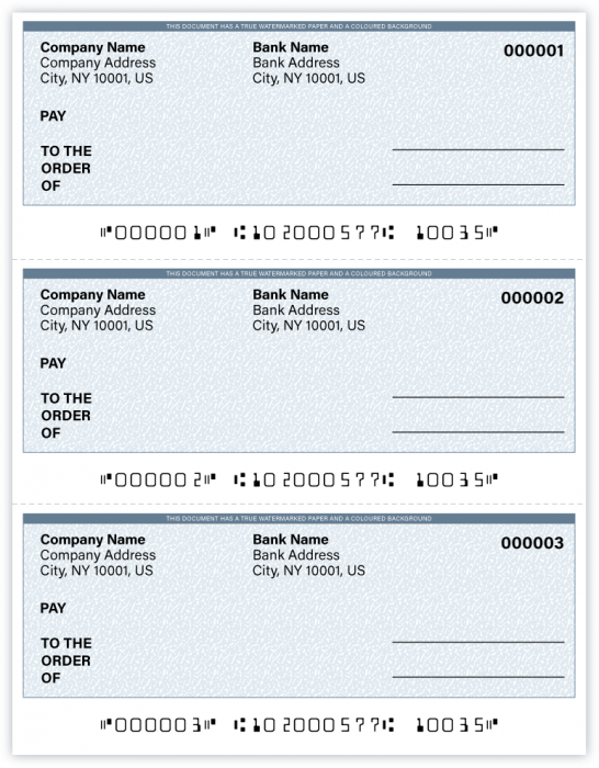 High Security Laser Multi-Purpose Check- Three on Page (PRE-PRINTED)