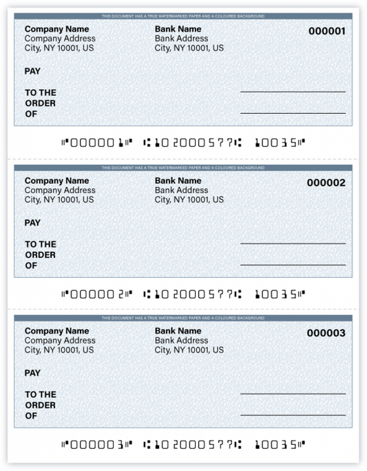 High Security Laser Multi-Purpose Check- Three on Page (PRE-PRINTED)