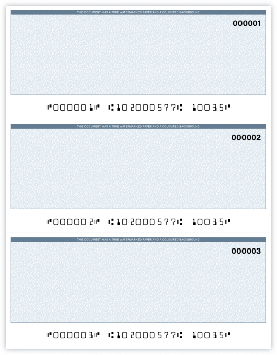 High Security Laser Multi-Purpose Check- Three on Page (BLANK)