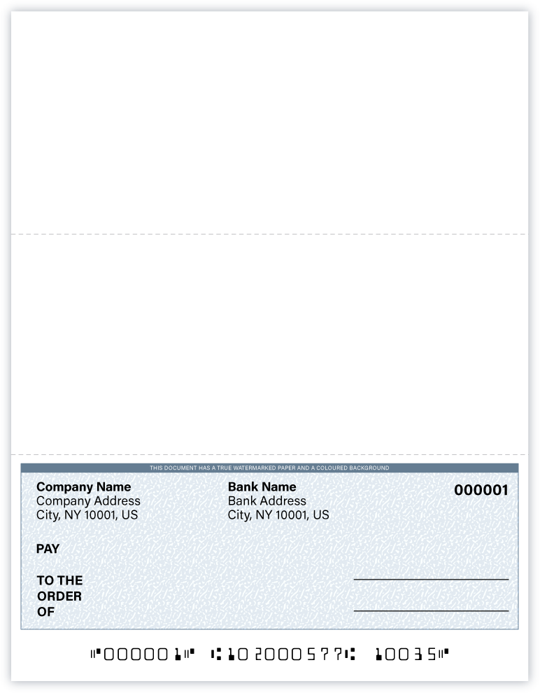 High Security Laser Multi-Purpose Check- Bottom (PRE-PRINTED)