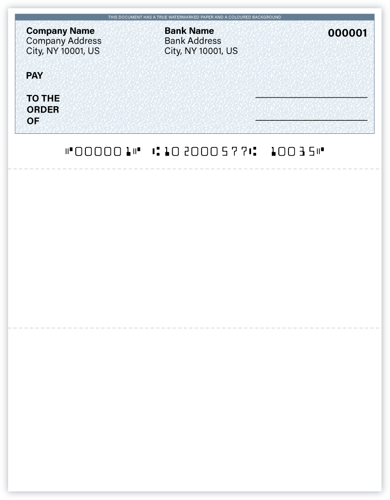 High Security Laser Multi-Purpose Check- Top (PRE-PRINTED)